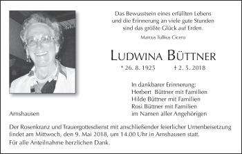Anzeige von Ludwina Büttner von MGO