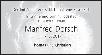 Anzeige von Manfred Dorsch von MGO