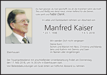 Anzeige von Manfred Kaiser von MGO