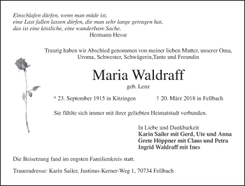 Anzeige von Maria Waldraff von MGO