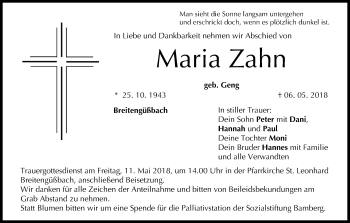 Anzeige von Maria Zahn von MGO
