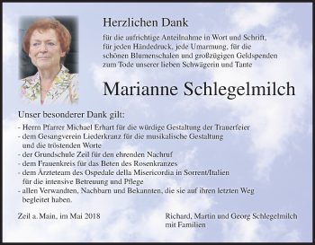 Anzeige von Marianne Schlegelmilch von MGO