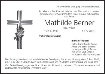 Anzeige von Mathilde Berner von MGO