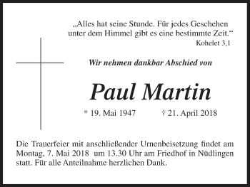 Anzeige von Paul Martin von MGO