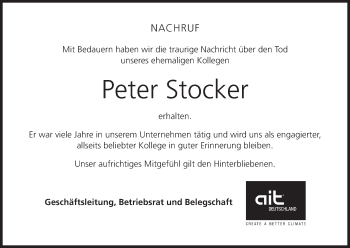 Anzeige von Peter Stocker von MGO