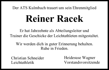 Anzeige von Reiner Racek von MGO