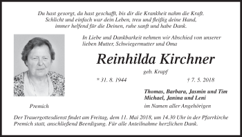Anzeige von Reinhilda Kirchner von MGO