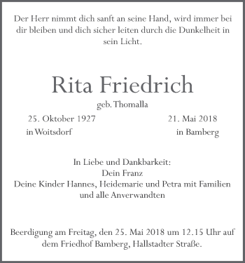 Anzeige von Rita Friedrich von MGO