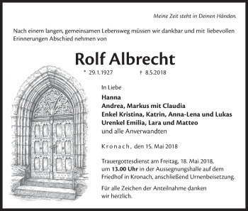 Anzeige von Rolf Albrecht von MGO