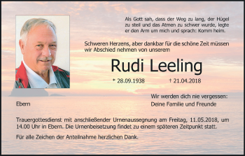 Anzeige von Rudi Leeling von MGO