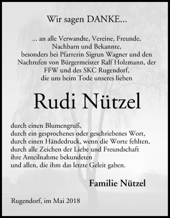 Anzeige von Rudi Nützel von MGO