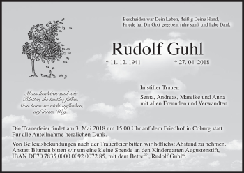 Anzeige von Rudolf Guhl von MGO