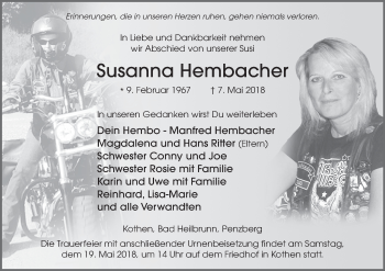 Anzeige von Susanna Hembacher von MGO