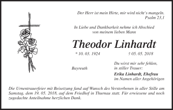 Anzeige von Theodor Linhardt von MGO