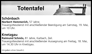 Anzeige von Totentafel vom 17.05.2018 von MGO