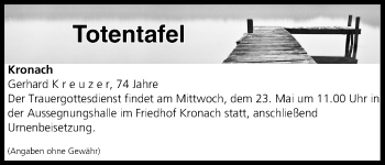 Anzeige von Totentafel vom 19.05.2018 von MGO