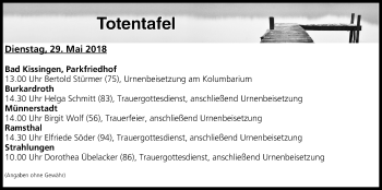 Anzeige von Totentafel vom 29.05.2018 von MGO