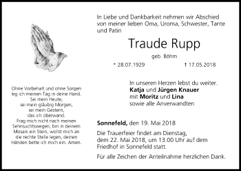 Anzeige von Traude Rupp von MGO