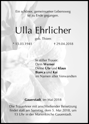 Anzeige von Ulla Ehrlicher von MGO