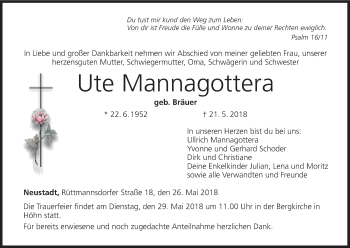 Anzeige von Ute Mannagottera von MGO