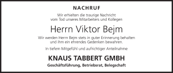 Anzeige von Viktor Bejm von MGO