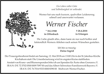 Anzeige von Werner Fischer von MGO