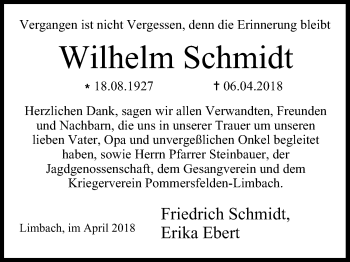 Anzeige von Wilhelm Schmidt von MGO