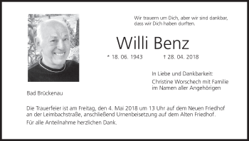 Anzeige von Willi Benz von MGO