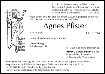 Anzeige von Agnes Pfister von MGO