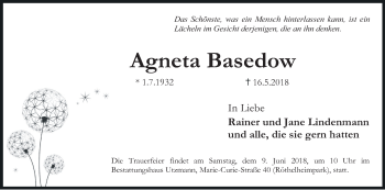 Anzeige von Agneta Basedow von MGO