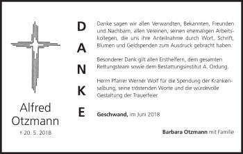 Anzeige von Alfred Otzmann von MGO