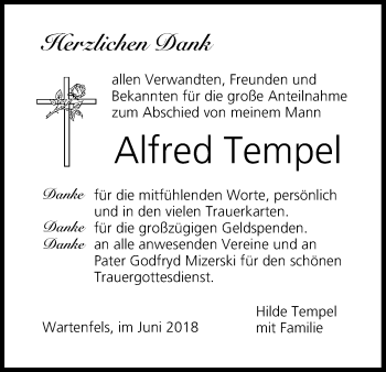 Anzeige von Alfred Tempel von MGO