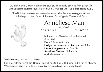 Anzeige von Anneliese Marr von MGO