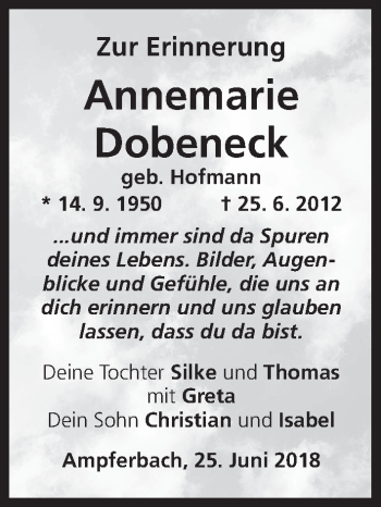 Anzeige von Annemarie Dobeneck von MGO
