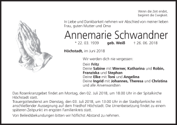 Anzeige von Annemarie Schwandner von MGO