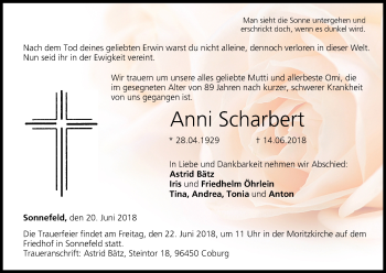 Anzeige von Anni Scharbert von MGO