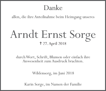 Anzeige von Arndt Ernst Sorge von MGO