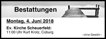 Anzeige von Bestattungen vom 04.06.2018 von MGO