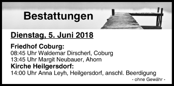 Anzeige von Bestattungen vom 05.06.2018 von MGO