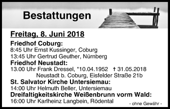 Anzeige von Bestattungen vom 08.06.2018 von MGO
