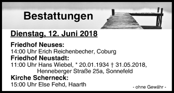 Anzeige von Bestattungen vom 12.06.2018 von MGO