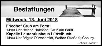 Anzeige von Bestattungen vom 13.06.2018 von MGO