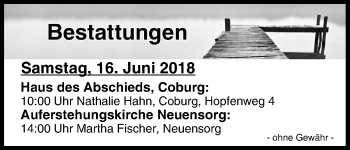Anzeige von Bestattungen vom 16.06.2018 von MGO