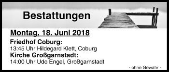 Anzeige von Bestattungen vom 18.06.2018 von MGO