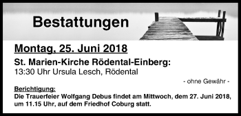 Anzeige von Bestattungen vom 25.06.2018 von MGO