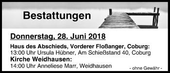 Anzeige von Bestattungen vom 28.06.2018 von MGO