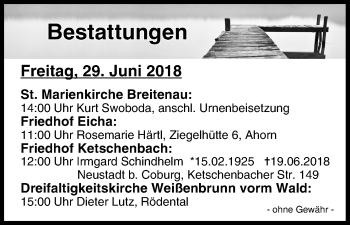 Anzeige von Bestattungen vom 29.06.2018 von MGO