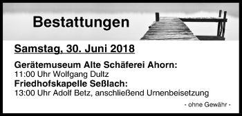 Anzeige von Bestattungen vom 30.06.2018 von MGO