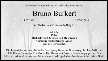 Anzeige von Bruno Burkert von MGO