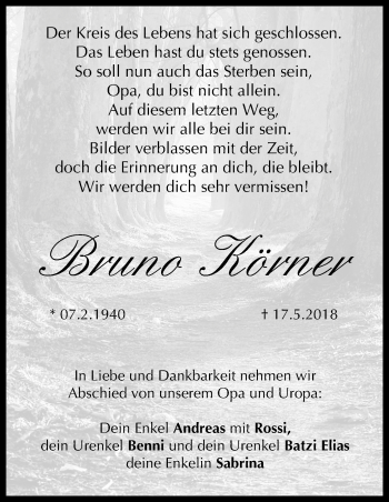 Anzeige von Bruno Körner von MGO